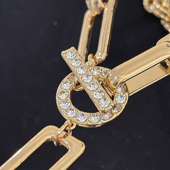 INC International Pavé Link Gold Layered Lariat Necklace - Picture 3 of 8